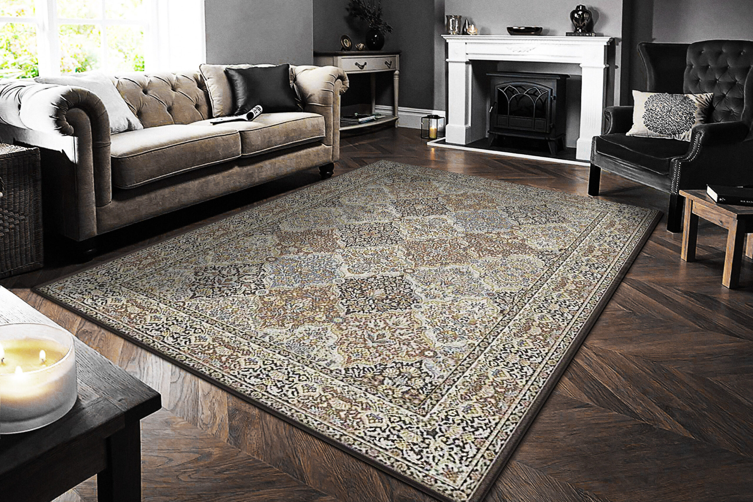 Dynamic Ancient Garden 57008-3235 Brown/blue Area Rug - Image 3
