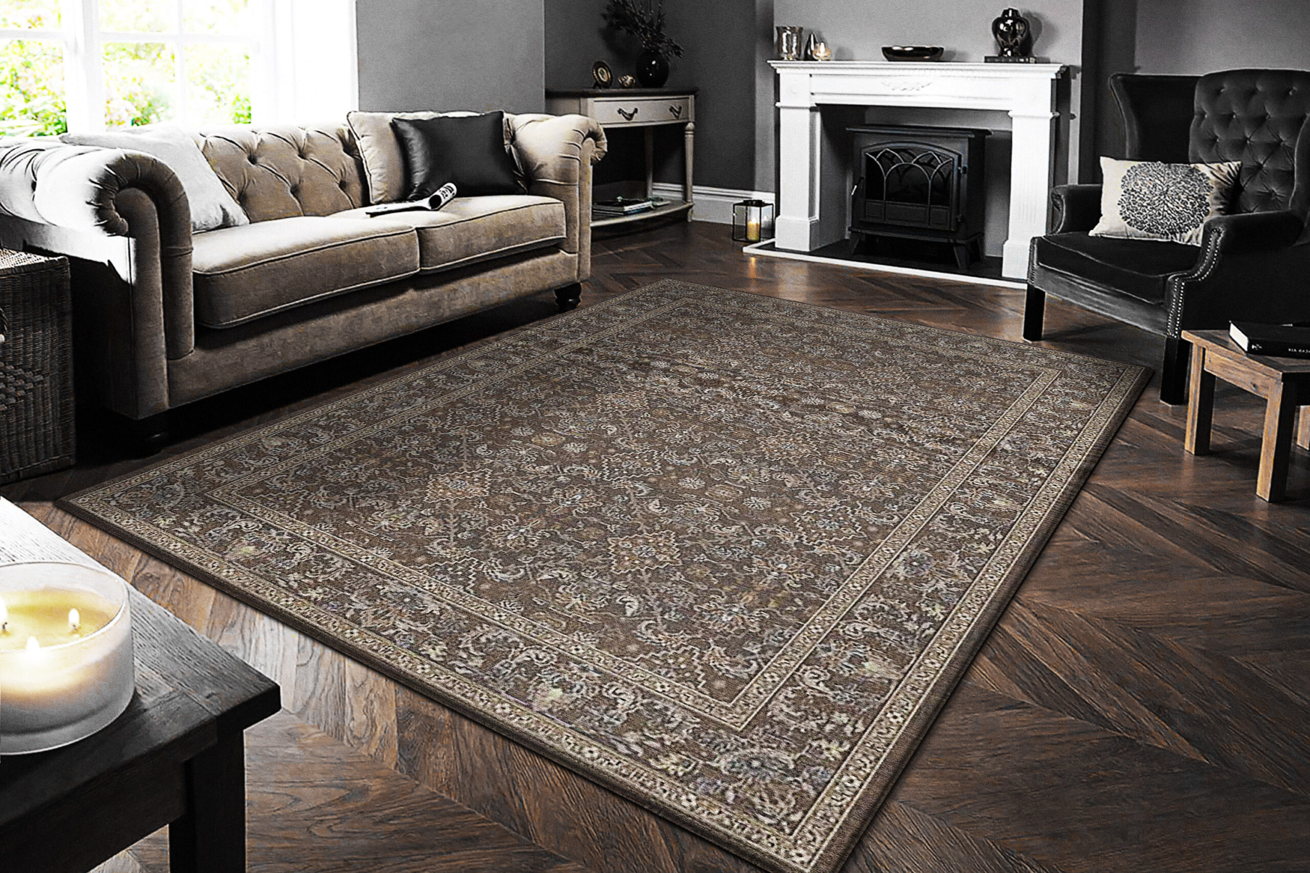 Dynamic Ancient Garden 57276-3235 Dark Brown/beige/blue Area Rug - Image 2