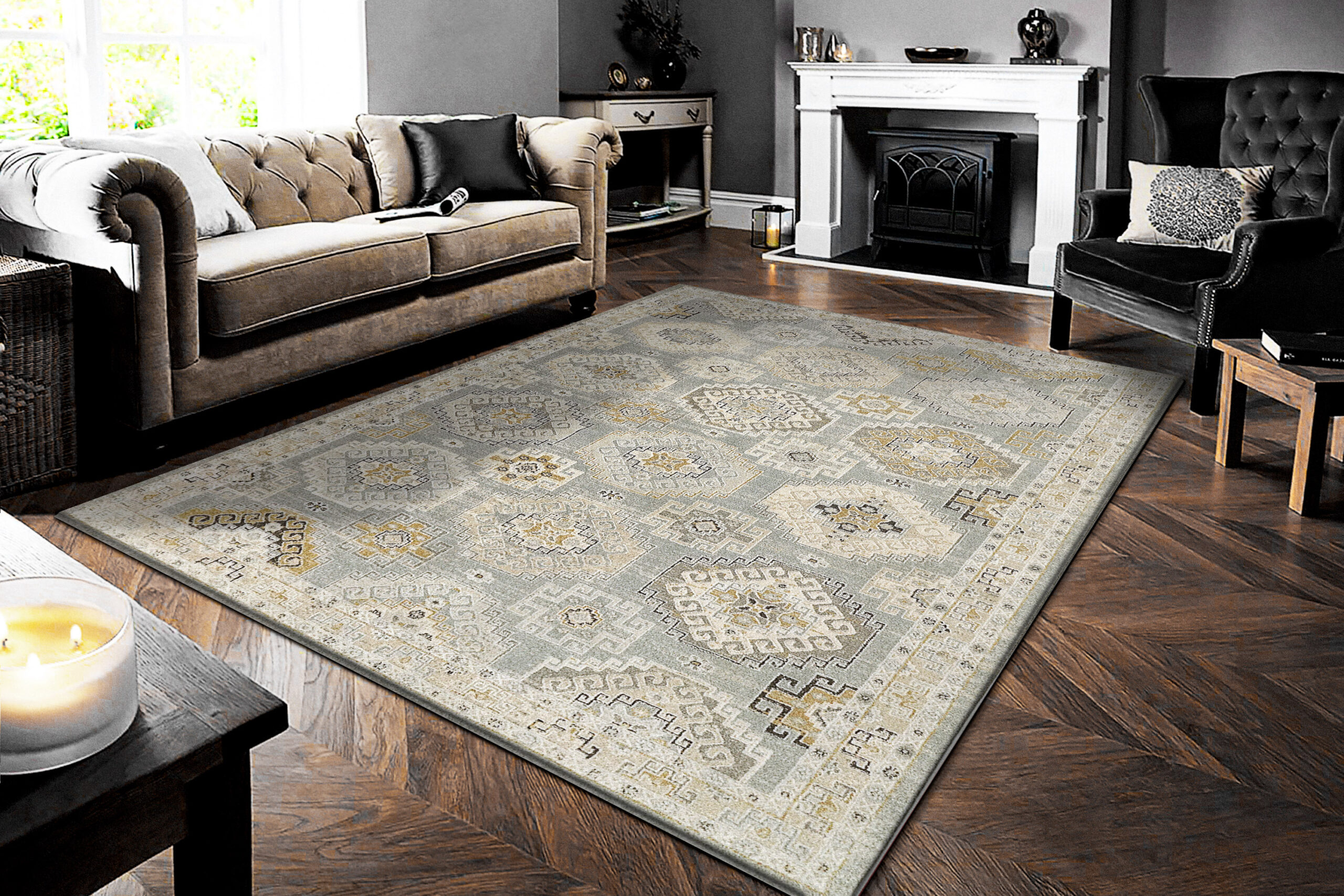 Dynamic Annalise 7607-581 Blue/beige/cream Area Rug - Image 4