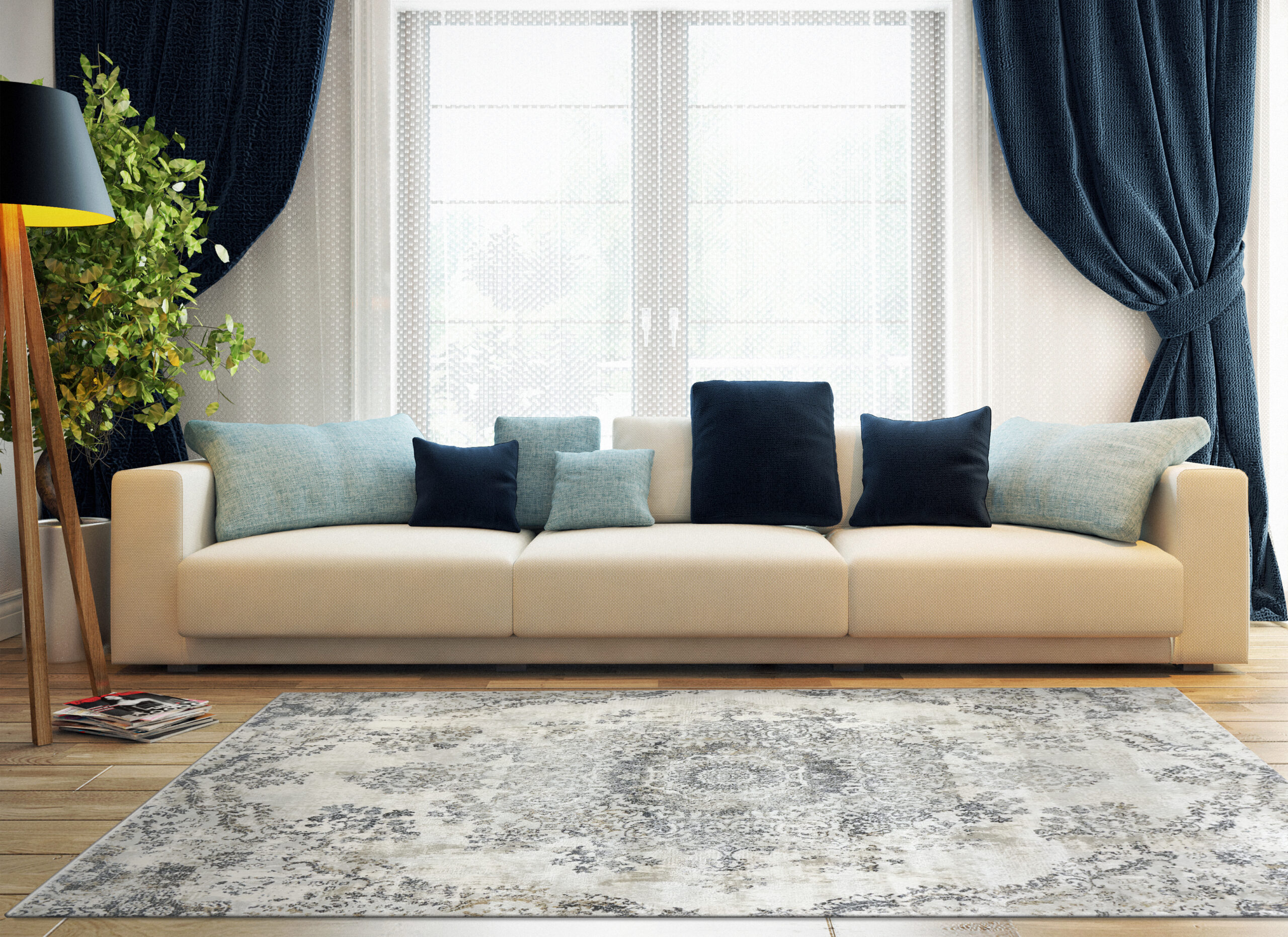 Dynamic Castilla 3558-950 Grey/blue Area Rug - Image 4