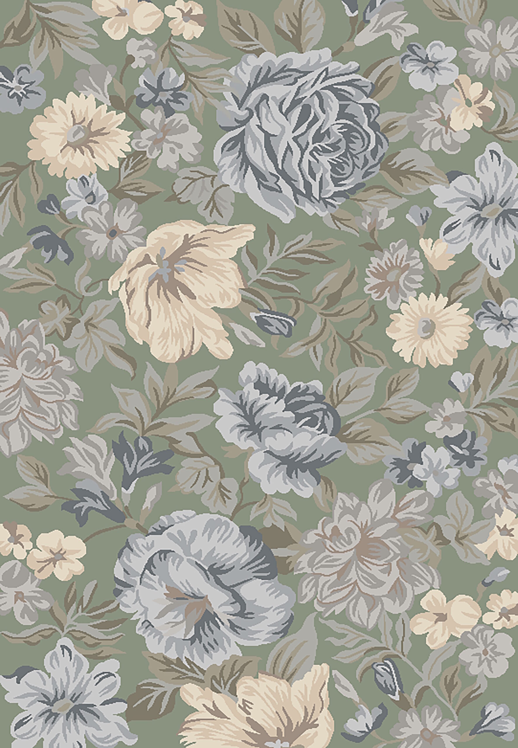 Dynamic Daisy 9091-499 Light Green/multi Area Rug