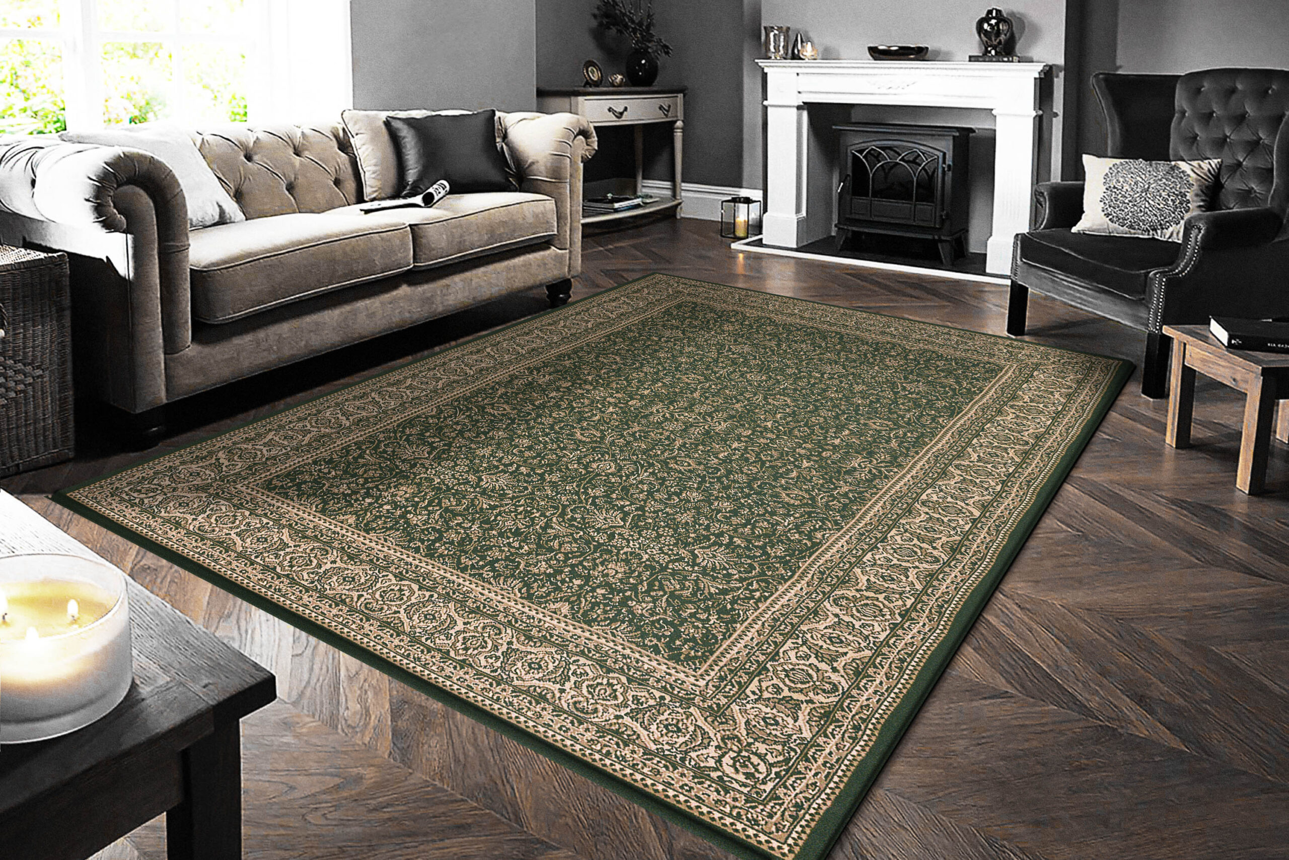 ラグ・カーペット POWISPRO LOGO RUG 4 Dynamic Legacy 58004-420 Green Area Rug | Fovama Rugs