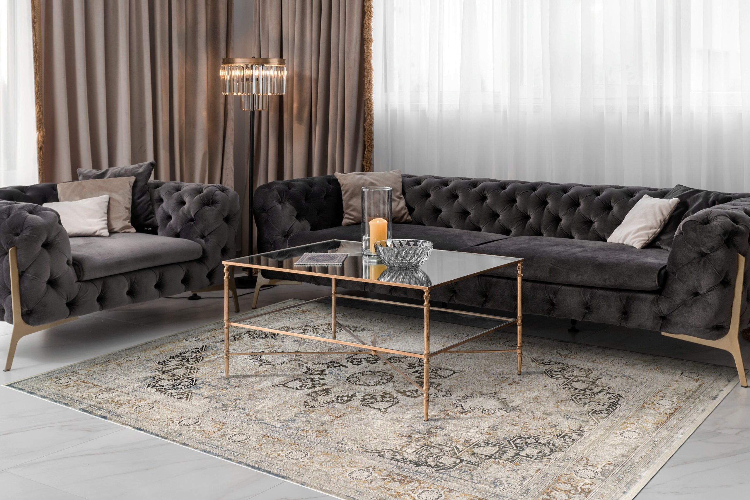 Dynamic Ruby 2185-197 Ivory/grey/gold Area Rug - Image 4