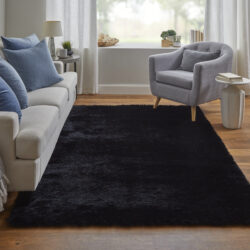 Alternative view of Feizy Indochine Modern Solid 4550F Black Area Rug