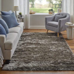 Alternative view of Feizy Indochine Modern Solid 4550F Gray/Black Area Rug