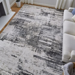 Alternative view of Feizy Prasad Modern Abstract 39N9F Ivory/Gray/Taupe Area Rug