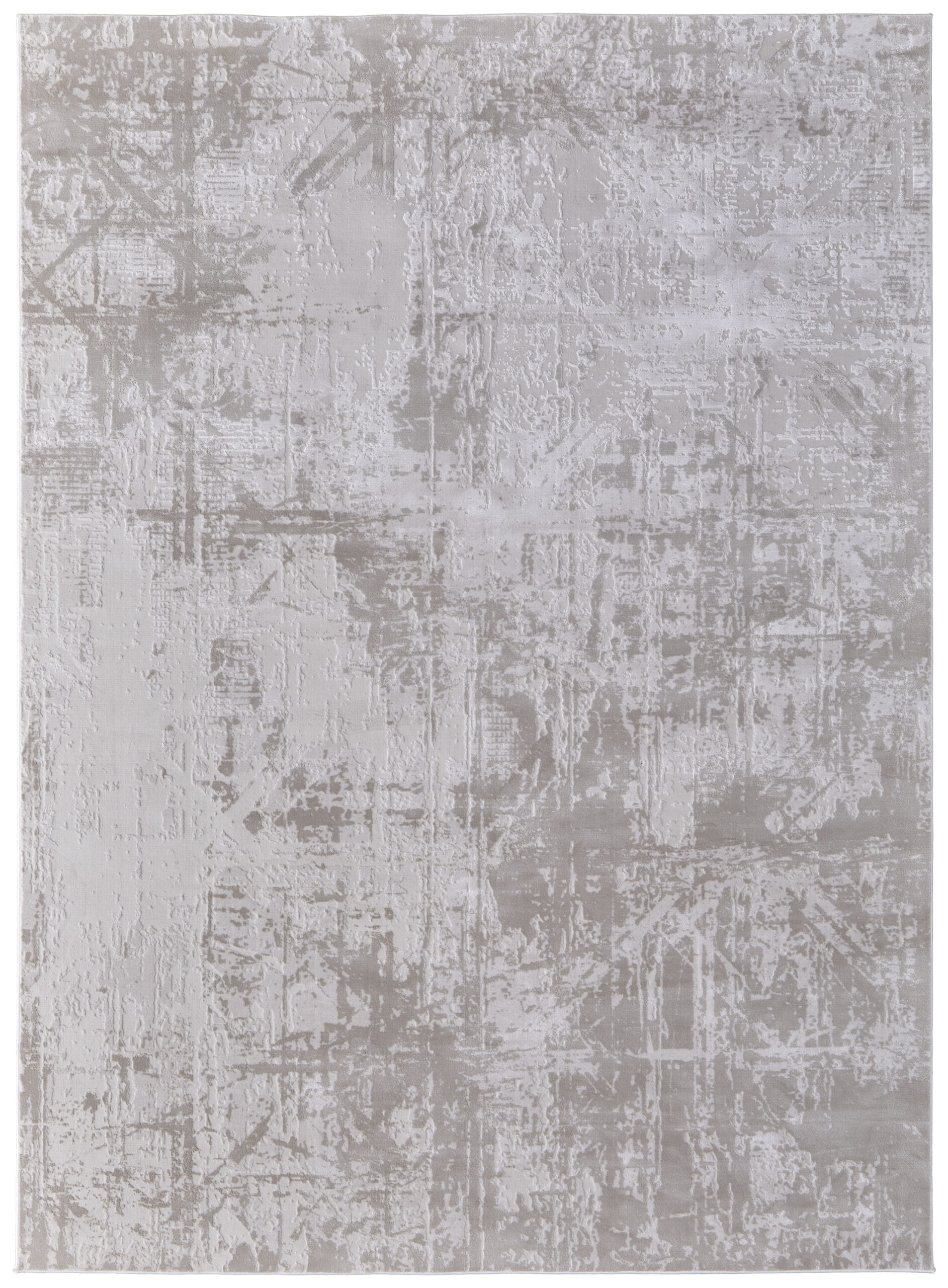 Feizy Prasad Modern Abstract 39NAF Ivory/Taupe/Silver Area Rug