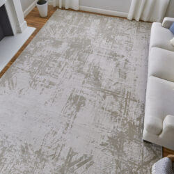 Alternative view of Feizy Prasad Modern Abstract 39NAF Ivory/Taupe/Silver Area Rug