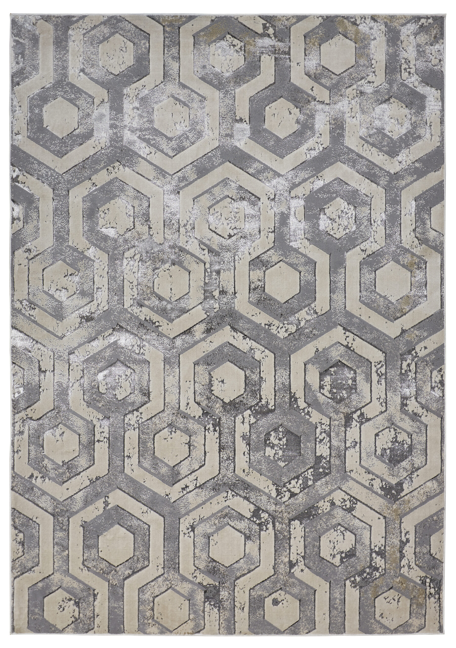 Feizy Micah Modern Distressed 3046F Gray/Taupe/Silver Area Rug
