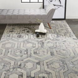 Alternative view of Feizy Micah Modern Distressed 3046F Gray/Taupe/Silver Area Rug