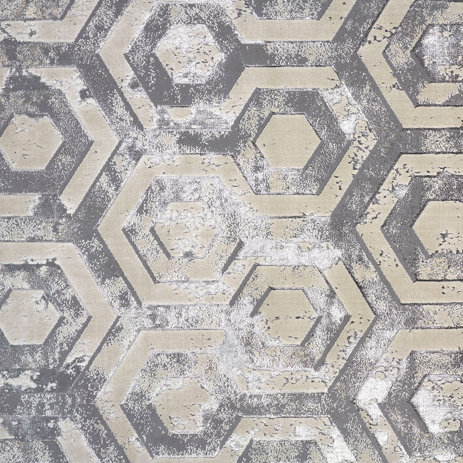 Feizy Micah Modern Distressed 3046F Gray/Taupe/Silver Area Rug - Image 4