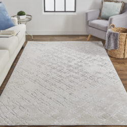 Alternative view of Feizy Micah Modern Distressed 3047F Silver/Gray/White Area Rug