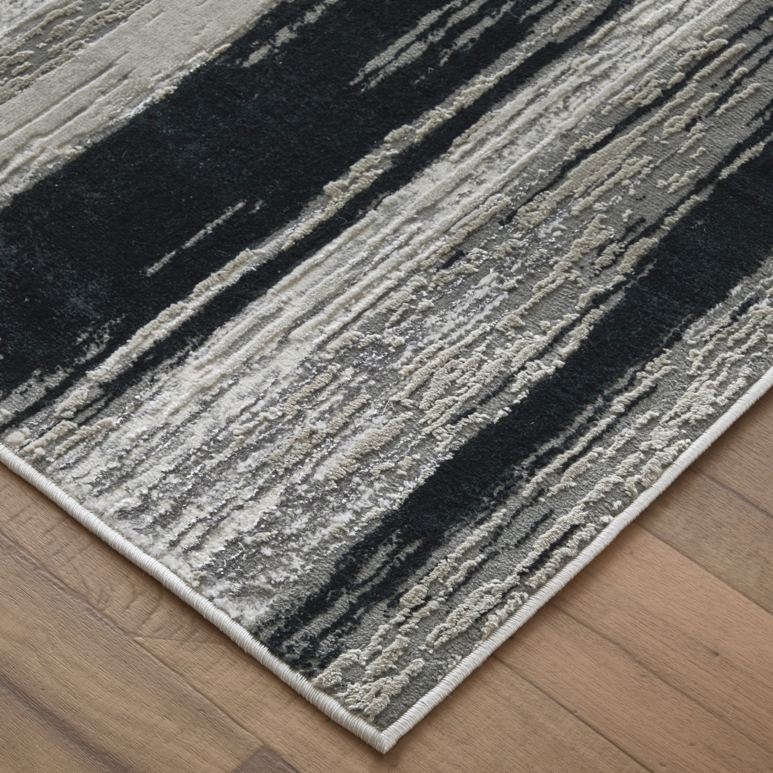 Feizy Micah Modern Abstract 3338F Black/Silver/Gray Area Rug - Image 3