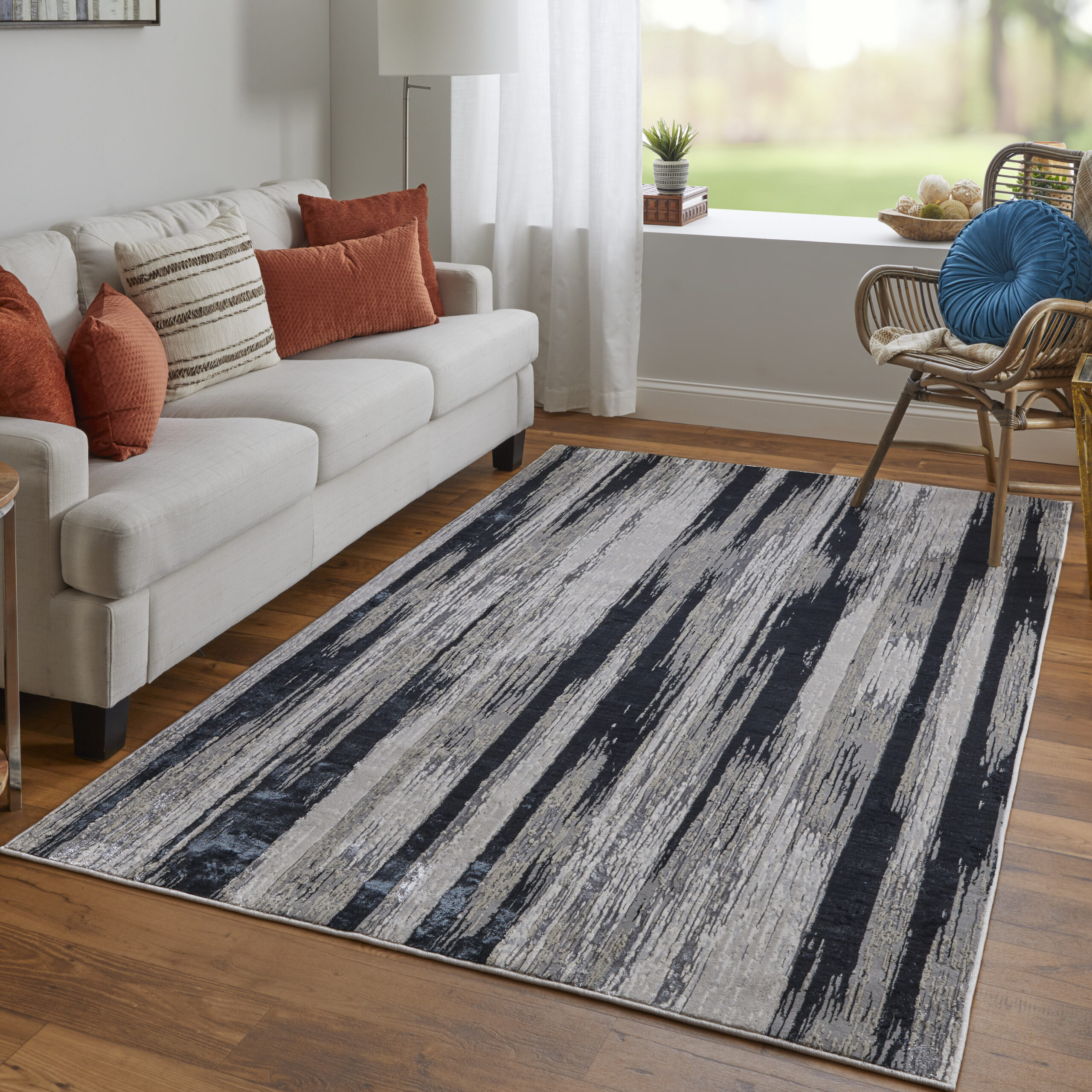 Feizy Micah Modern Abstract 3338F Black/Silver/Gray Area Rug - Image 7