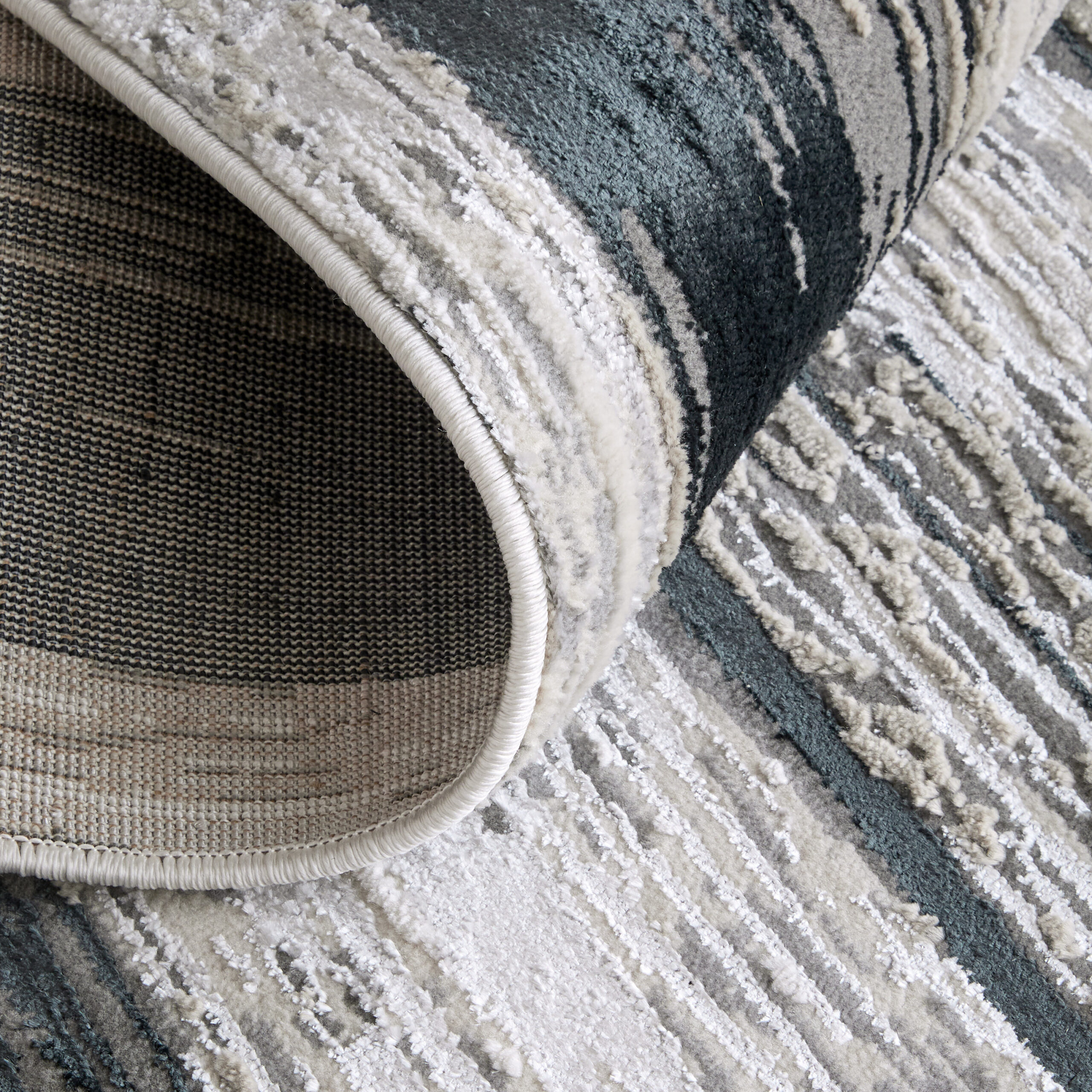 Feizy Micah Modern Abstract 3338F Black/Silver/Gray Area Rug - Image 9