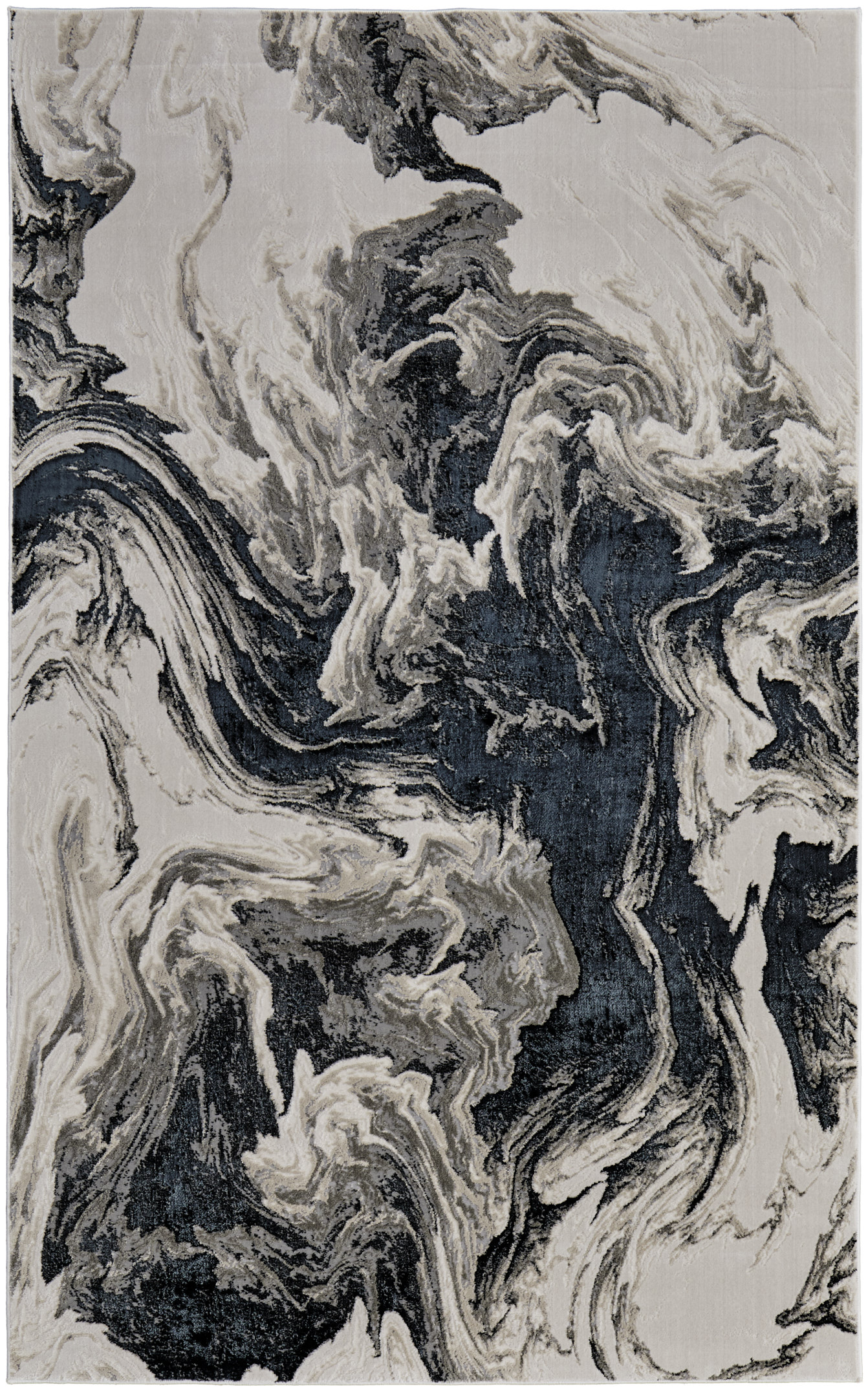 Feizy Micah Modern Abstract 39LPF Ivory/Black/Taupe Area Rug