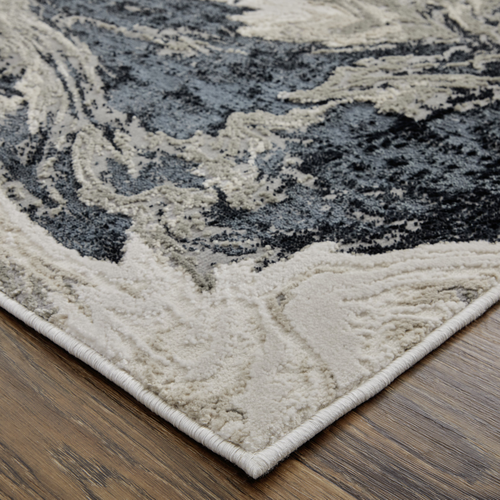 Feizy Micah Modern Abstract 39LPF Ivory/Black/Taupe Area Rug - Image 3