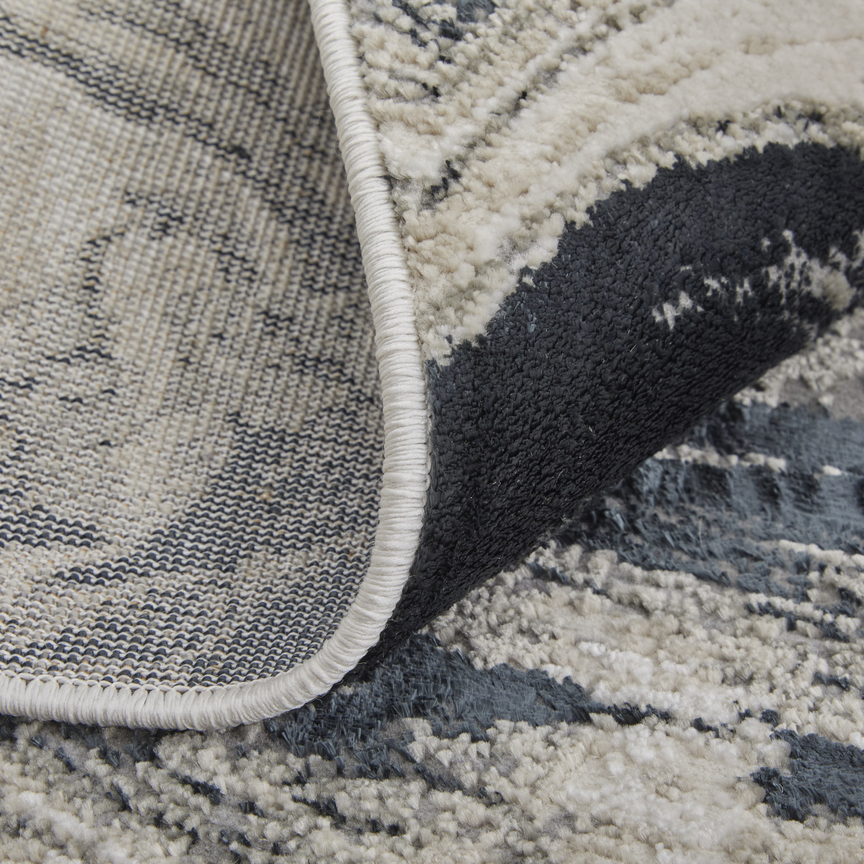Feizy Micah Modern Abstract 39LPF Ivory/Black/Taupe Area Rug - Image 9