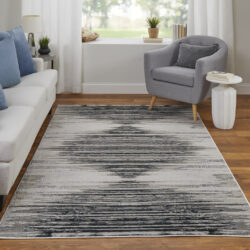 Alternative view of Feizy Micah Modern Diamond 39LRF Black/Silver/Taupe Area Rug
