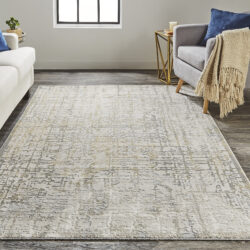 Alternative view of Feizy Waldor Modern Abstract 3683F Ivory/Gray Area Rug