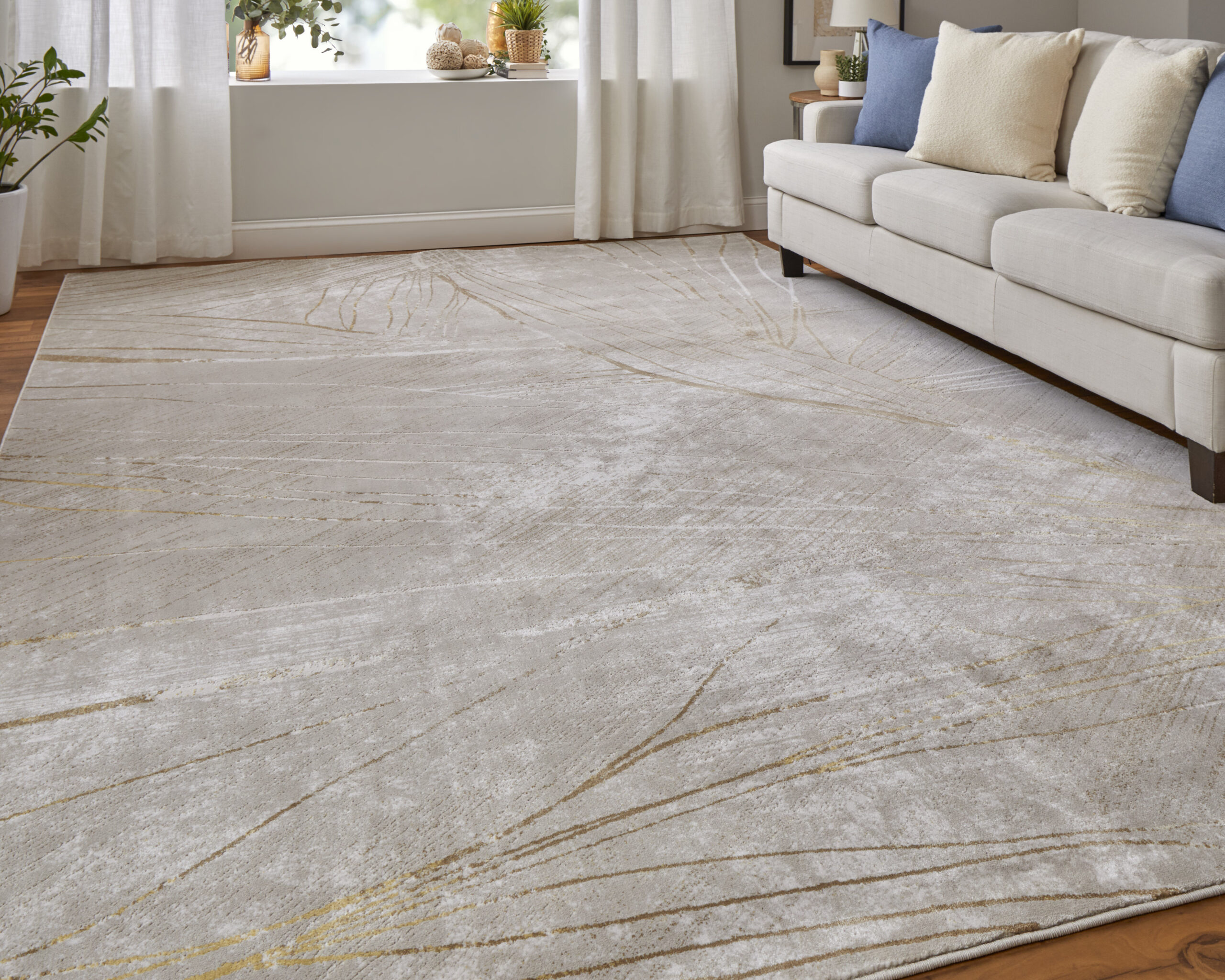 Feizy Waldor Modern Abstract 39NBF Taupe/Brown/Silver Area Rug - Image 7