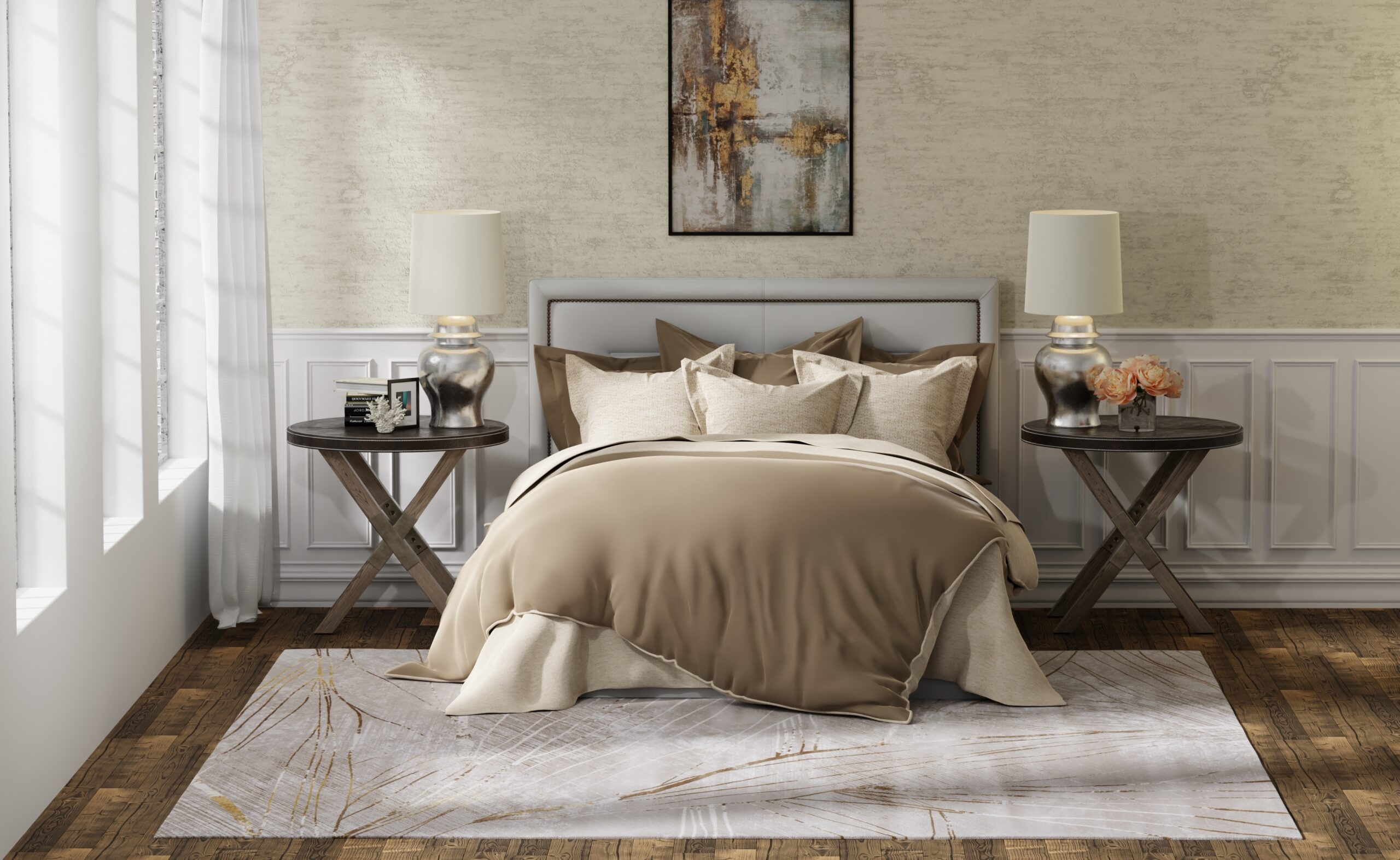 Feizy Waldor Modern Abstract 39NBF Taupe/Brown/Silver Area Rug - Image 8
