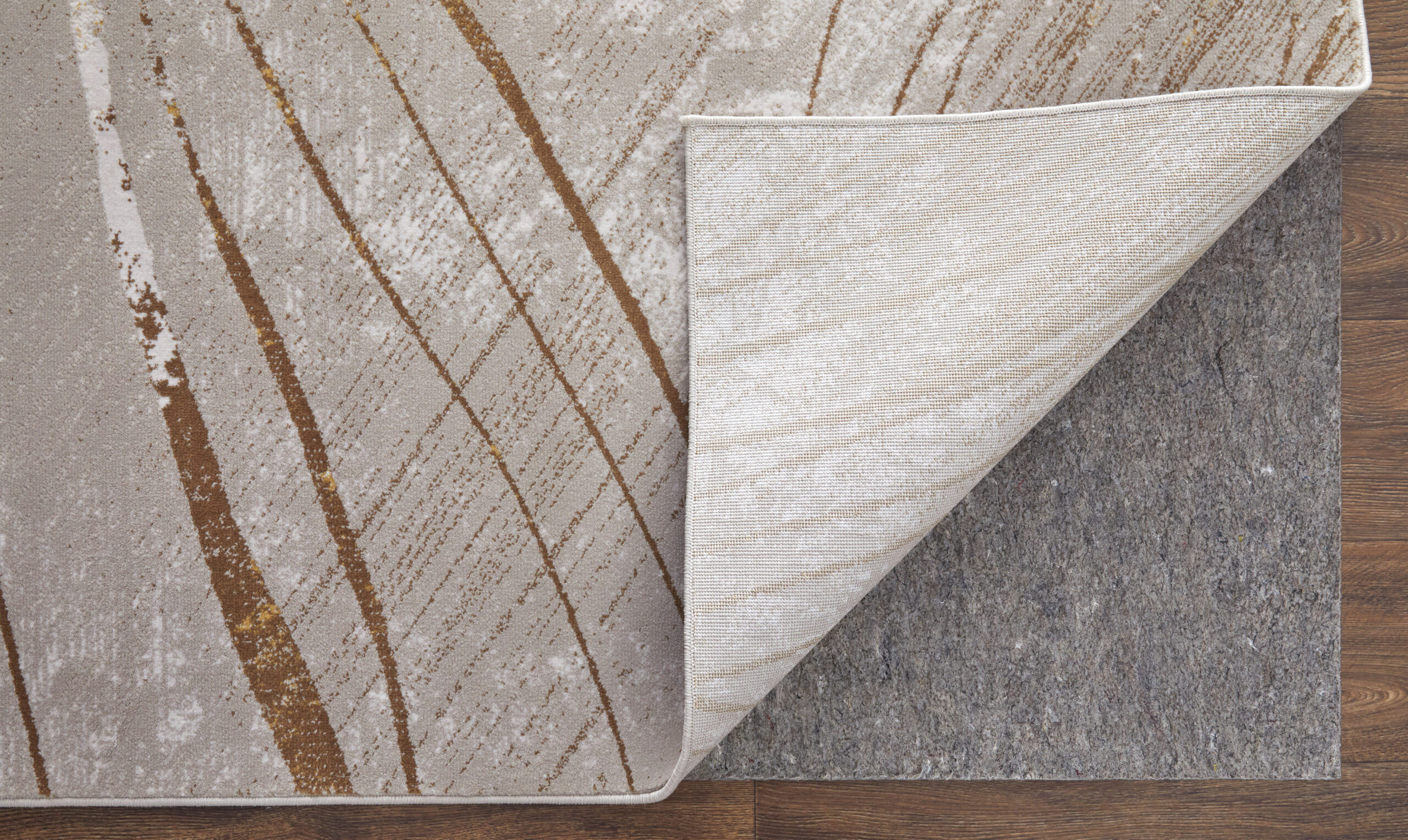 Feizy Waldor Modern Abstract 39NBF Taupe/Brown/Silver Area Rug - Image 9