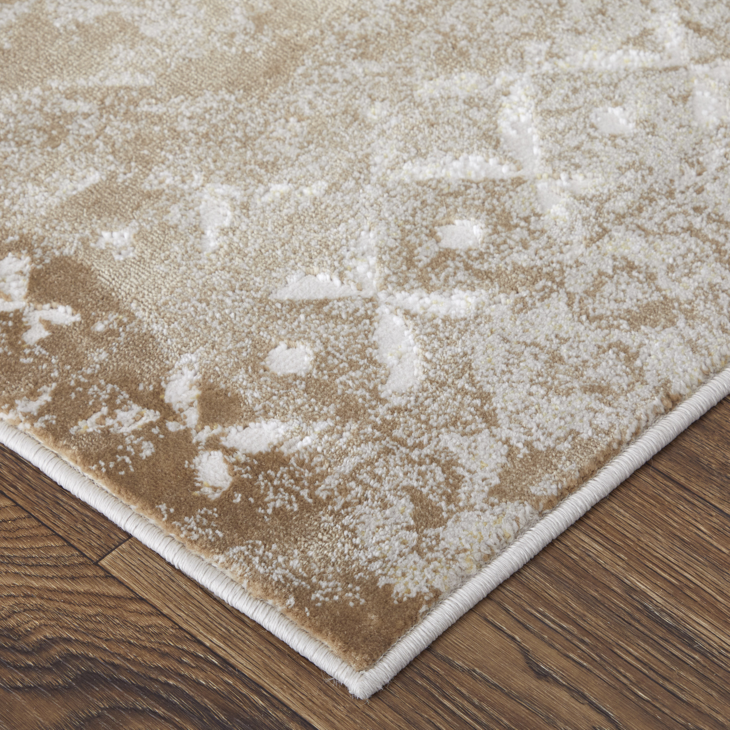 Feizy Waldor Modern Watercolor 39NCF Brown/Tan/Ivory Area Rug - Image 3