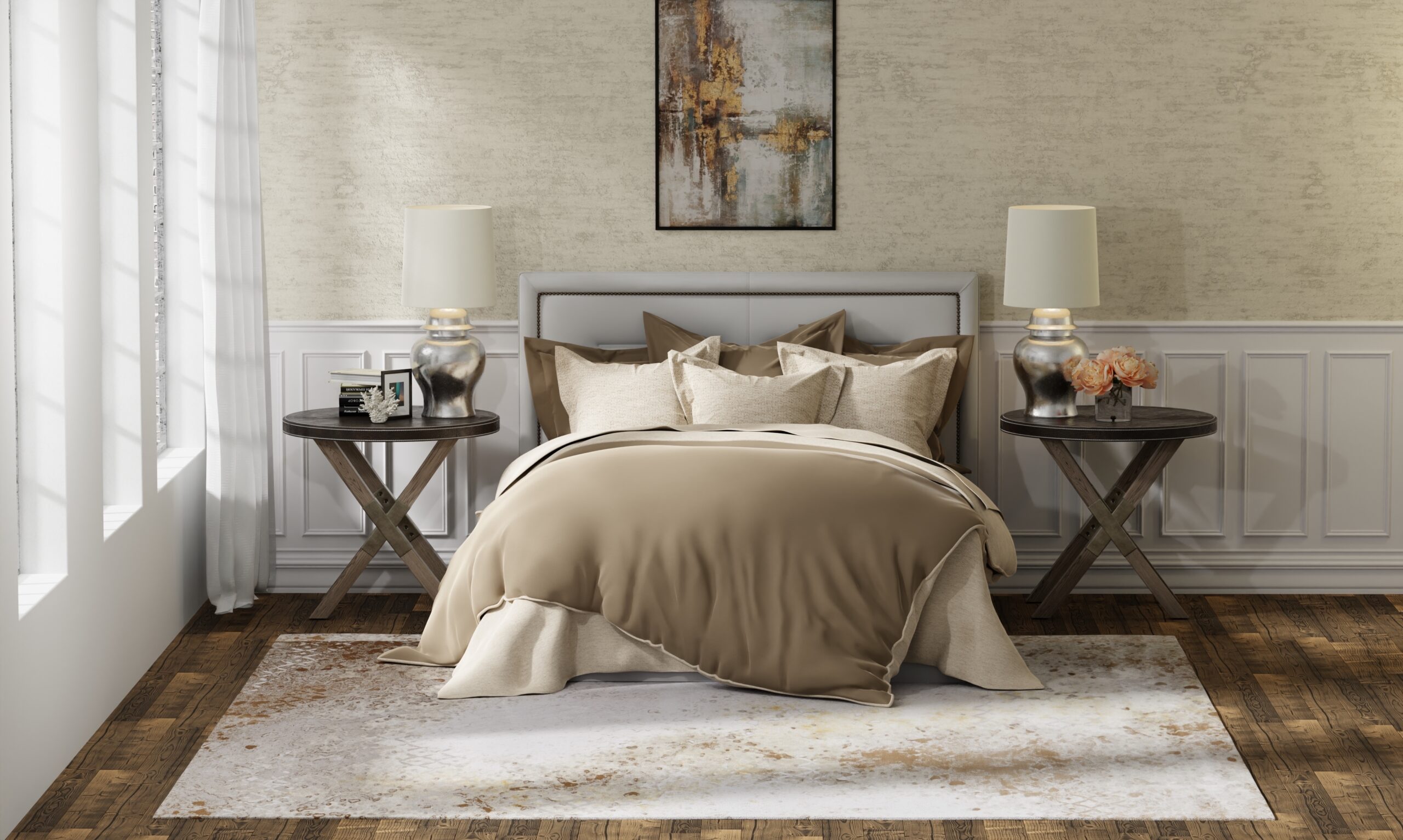 Feizy Waldor Modern Watercolor 39NCF Brown/Tan/Ivory Area Rug - Image 8