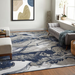 Alternative view of Feizy Gaspar Modern Abstract 39KTF Blue/Gray/Ivory Area Rug
