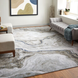 Alternative view of Feizy Gaspar Modern Abstract 39KUF Taupe/Gray/Blue Area Rug