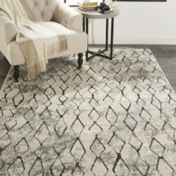 Alternative view of Feizy Kano Transitional Diamond 3872F Ivory/Gray/Taupe Area Rug