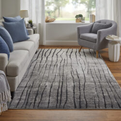 Alternative view of Feizy Kano Transitional Abstract 39LIF Gray/Black/Taupe Area Rug