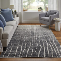 Alternative view of Feizy Kano Transitional Abstract 39LIF Black/Gray/Ivory Area Rug