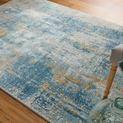 Alternative view of Feizy Cadiz Modern Abstract 3890F Blue/Gray/Gold Area Rug