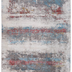 Feizy Cadiz Modern Abstract 3902F Gray/Red/Blue Area Rug