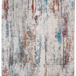 Feizy Cadiz Modern Abstract 3903F Gray/Red/Blue Area Rug