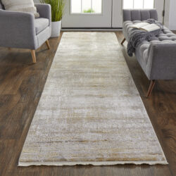 Alternative view of Feizy Cadiz Modern Abstract 39FWF Taupe/Ivory/Gold Area Rug