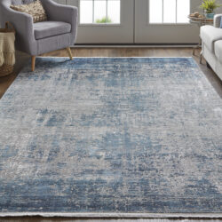 Alternative view of Feizy Cadiz Modern Abstract 39FWF Blue/Gray/Silver Area Rug