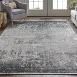 Alternative view of Feizy Cadiz Modern Abstract 39FWF Gray/Black/Silver Area Rug