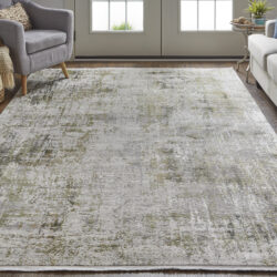 Alternative view of Feizy Cadiz Modern Abstract 39FXF Green/Gray/Ivory Area Rug