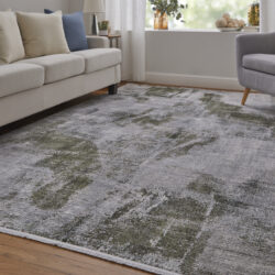 Alternative view of Feizy Cadiz Modern Ikat 39N5F Gray/Green/Silver Area Rug