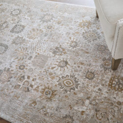 Alternative view of Feizy Cadiz Traditional Floral & Botanical 39SZF Ivory/Gray/Gold Area Rug