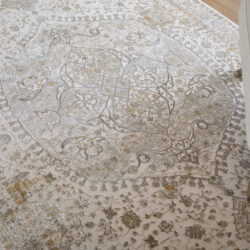 Alternative view of Feizy Cadiz Traditional Medallion 39T0F Ivory/Gray/Gold Area Rug