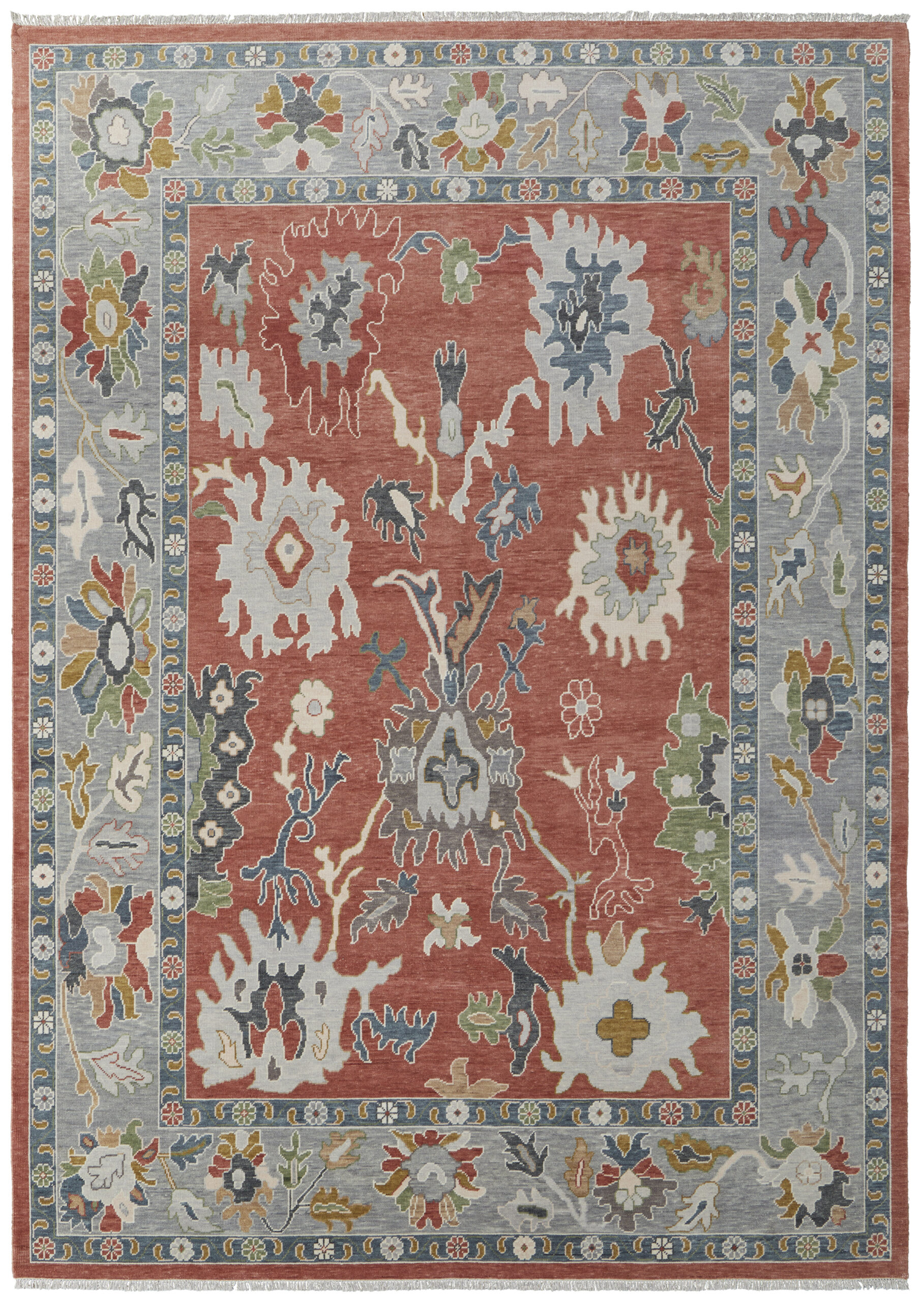 Feizy Karina Transitional Floral & Botanical 69G4F Red/Gray/Ivory Area Rug