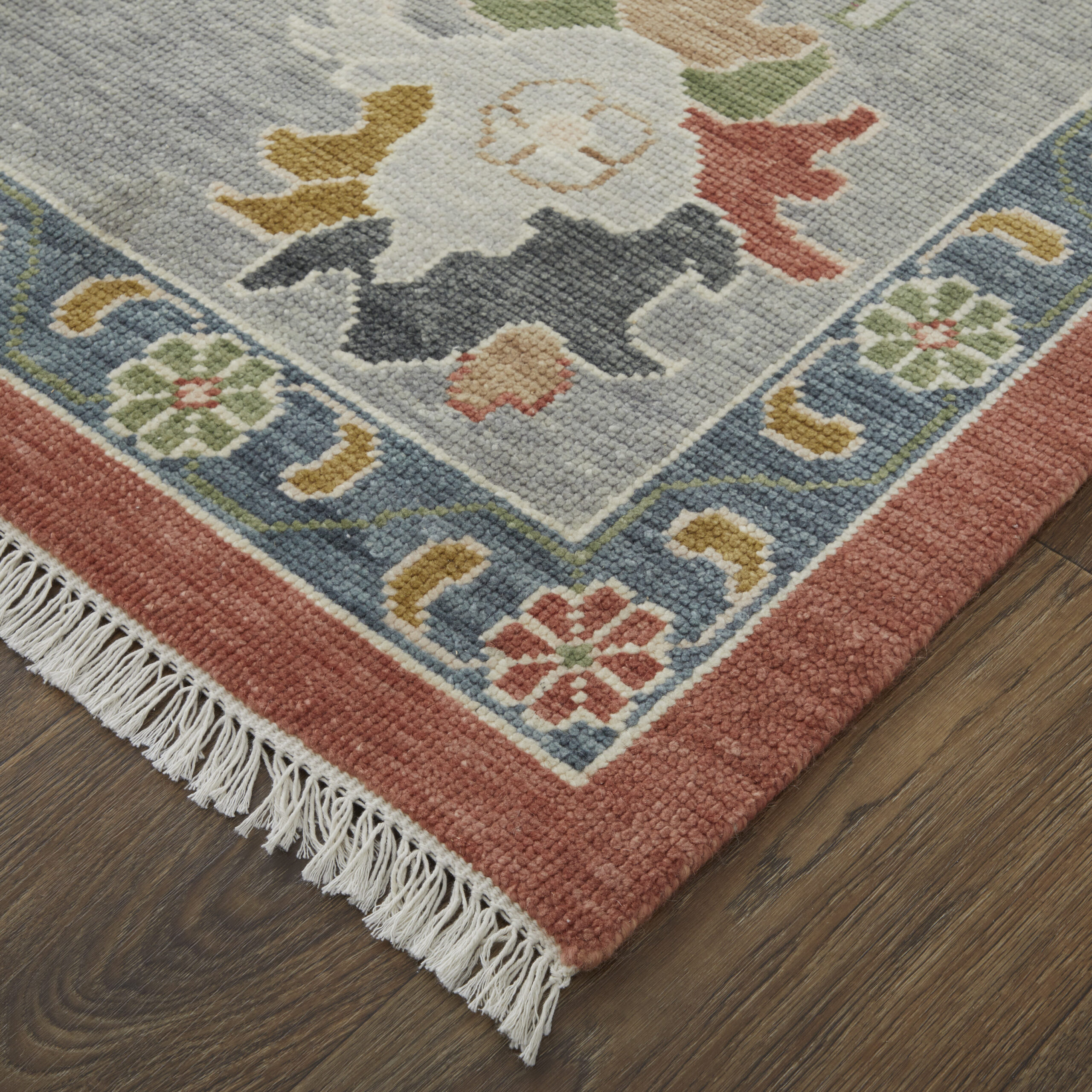 Feizy Karina Transitional Floral & Botanical 69G4F Red/Gray/Ivory Area Rug - Image 2