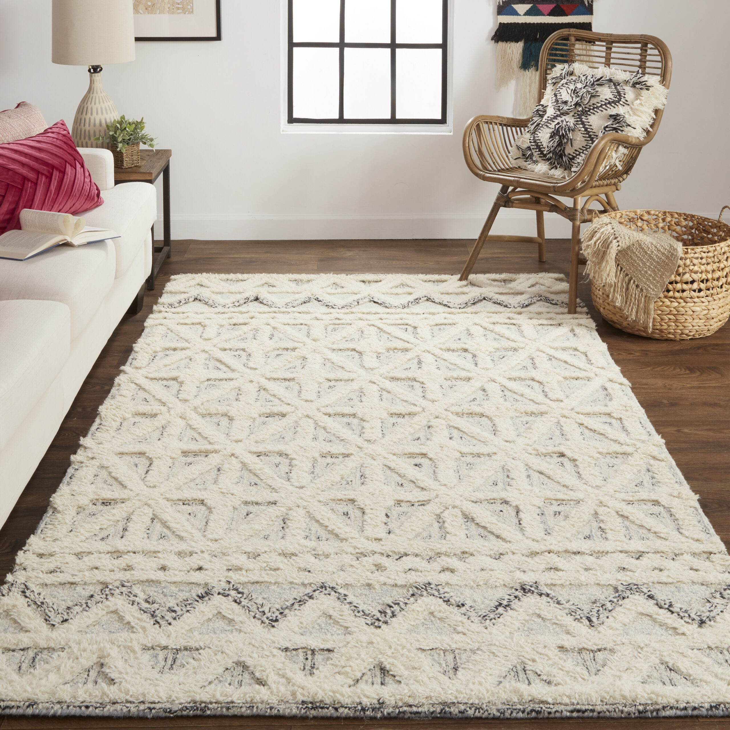 Feizy Anica Transitional Geometric 8007F Ivory/Black Area Rug - Image 2