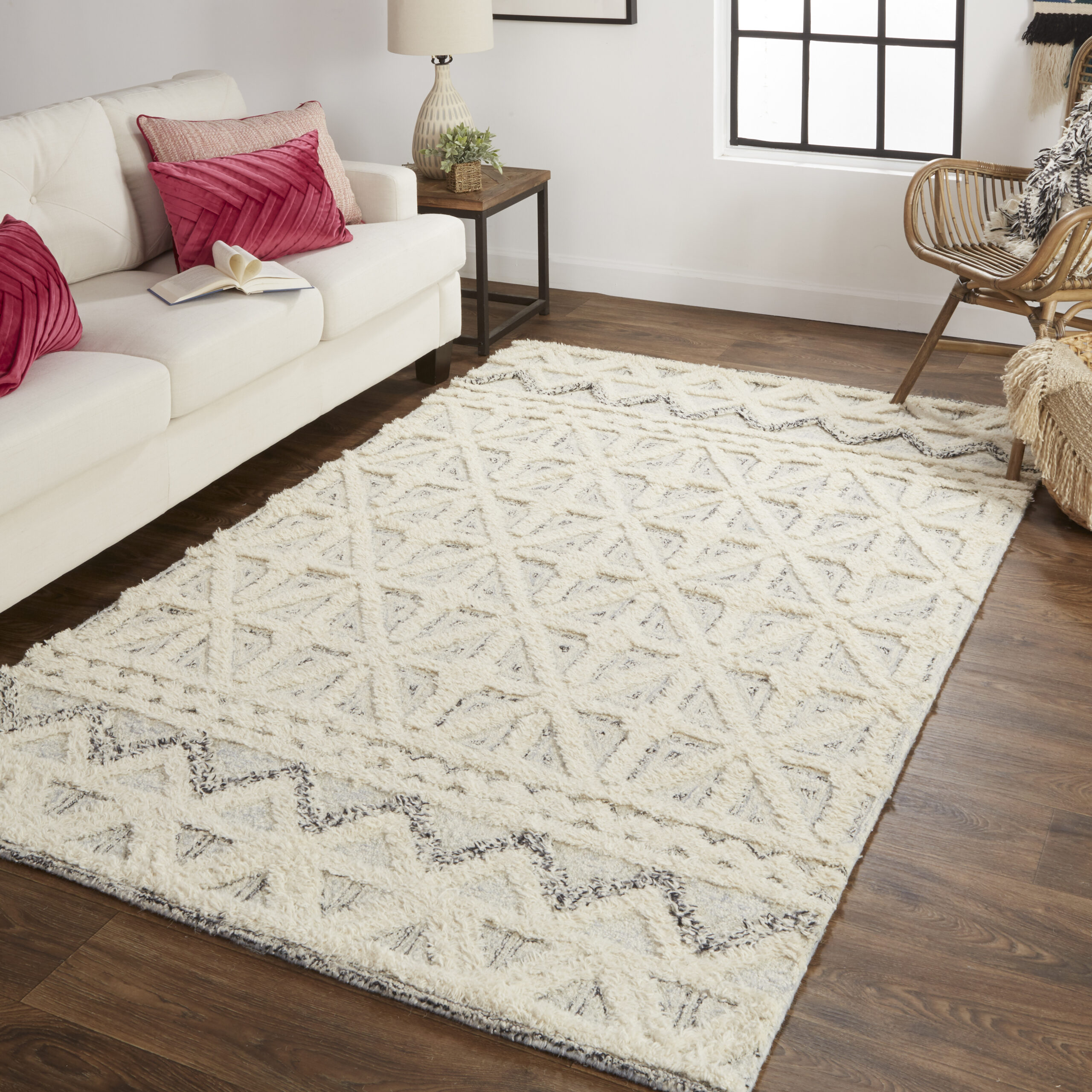 Feizy Anica Transitional Geometric 8007F Ivory/Black Area Rug - Image 4