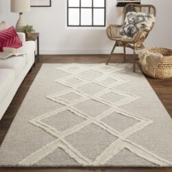 Alternative view of Feizy Anica Transitional Geometric 8009F Gray/Ivory Area Rug