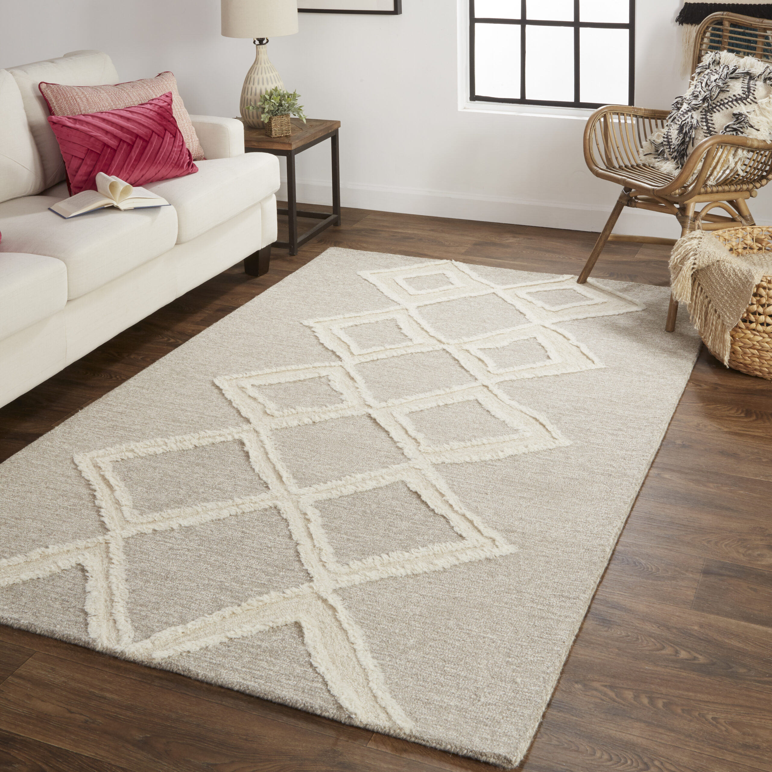 Feizy Anica Transitional Geometric 8009F Gray/Ivory Area Rug - Image 5